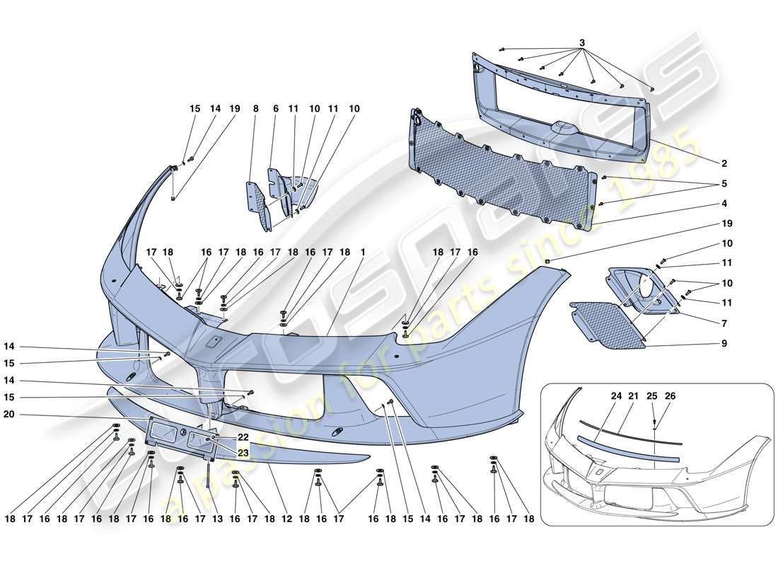 ferrari laferrari aperta (usa) schema delle parti paraurti anteriore