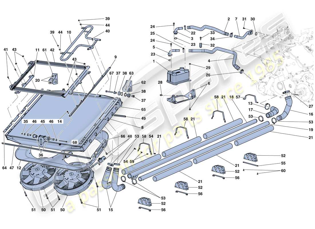 ferrari laferrari aperta (usa) sistema di raffreddamento diagramma delle parti