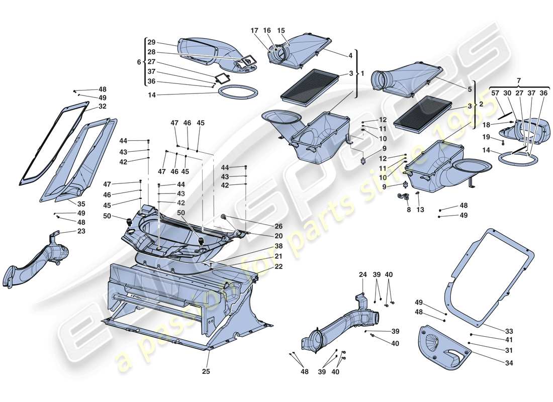 ferrari laferrari aperta (usa) prese d'aria diagramma delle parti