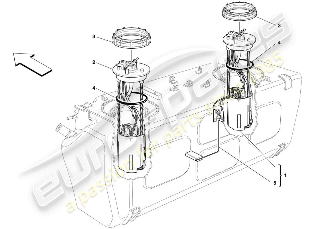 ferrari 612 sessanta (rhd) pompa di benzina diagramma delle parti
