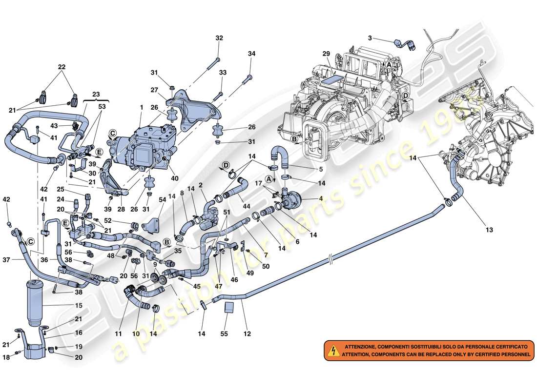 ferrari laferrari aperta (usa) diagramma delle parti del sistema ca