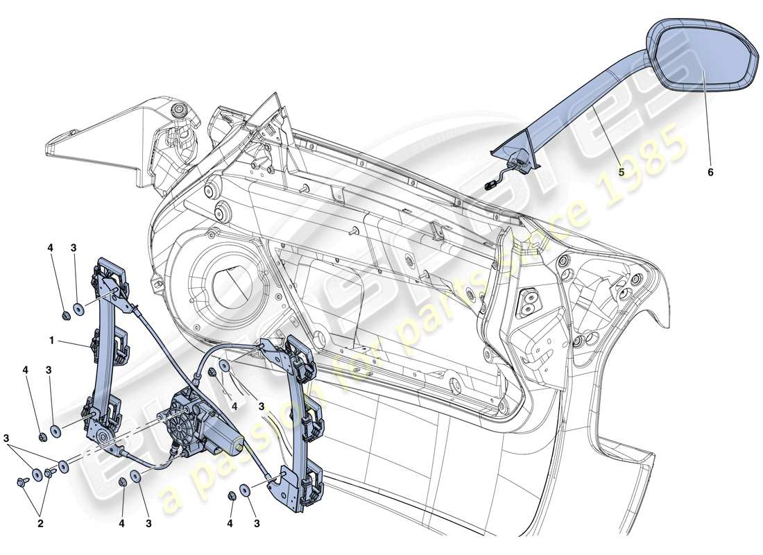 ferrari laferrari aperta (europe) porte - alzacristallo elettrico e specchio retrovisore schema delle parti