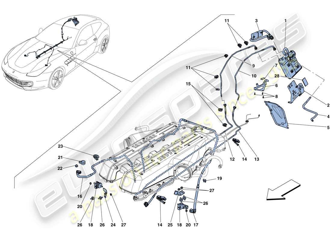 ferrari gtc4 lusso (usa) sistema di controllo emissioni evaporative schema particolare