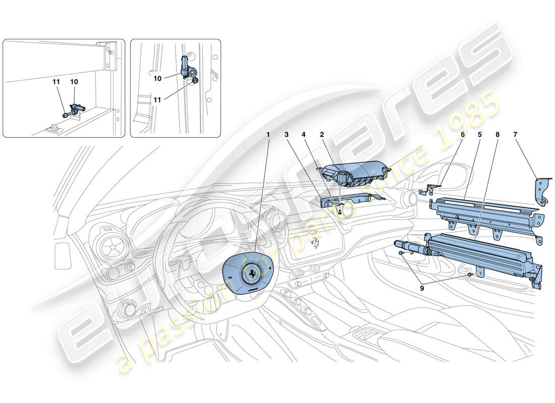 ferrari gtc4 lusso t (rhd) airbag diagramma delle parti