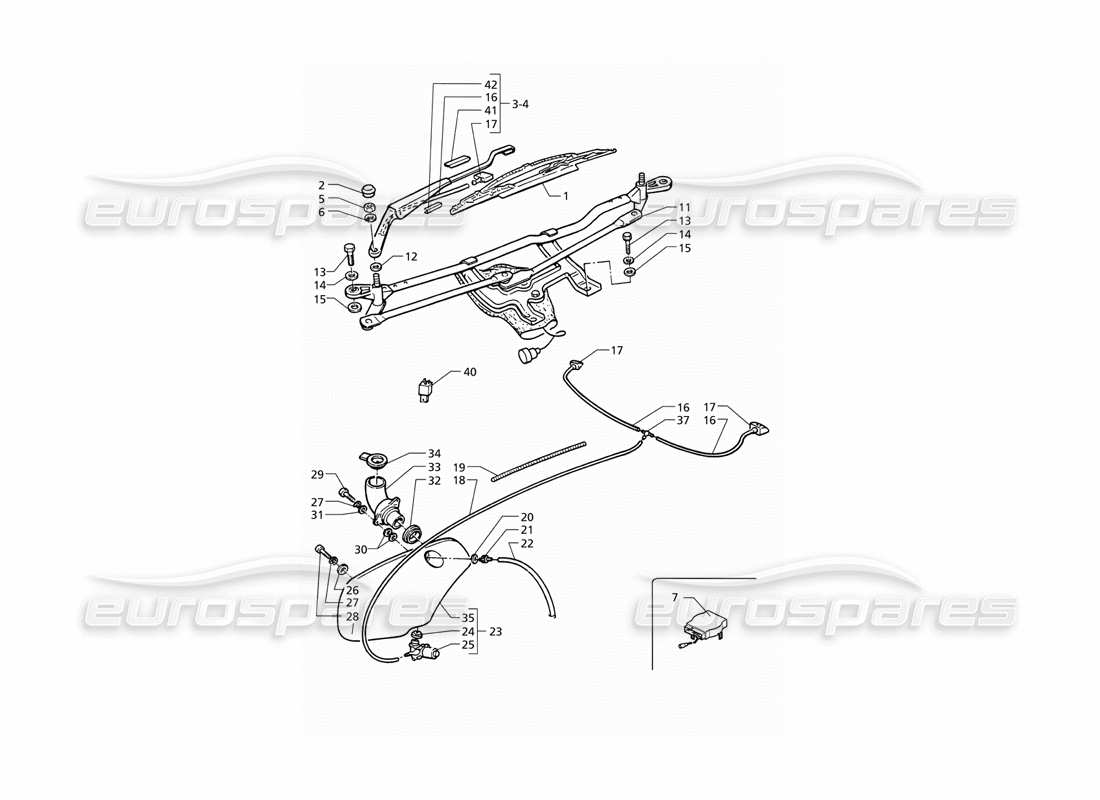 maserati qtp v8 (1998) tergicristallo e rondella (rhd) diagramma delle parti