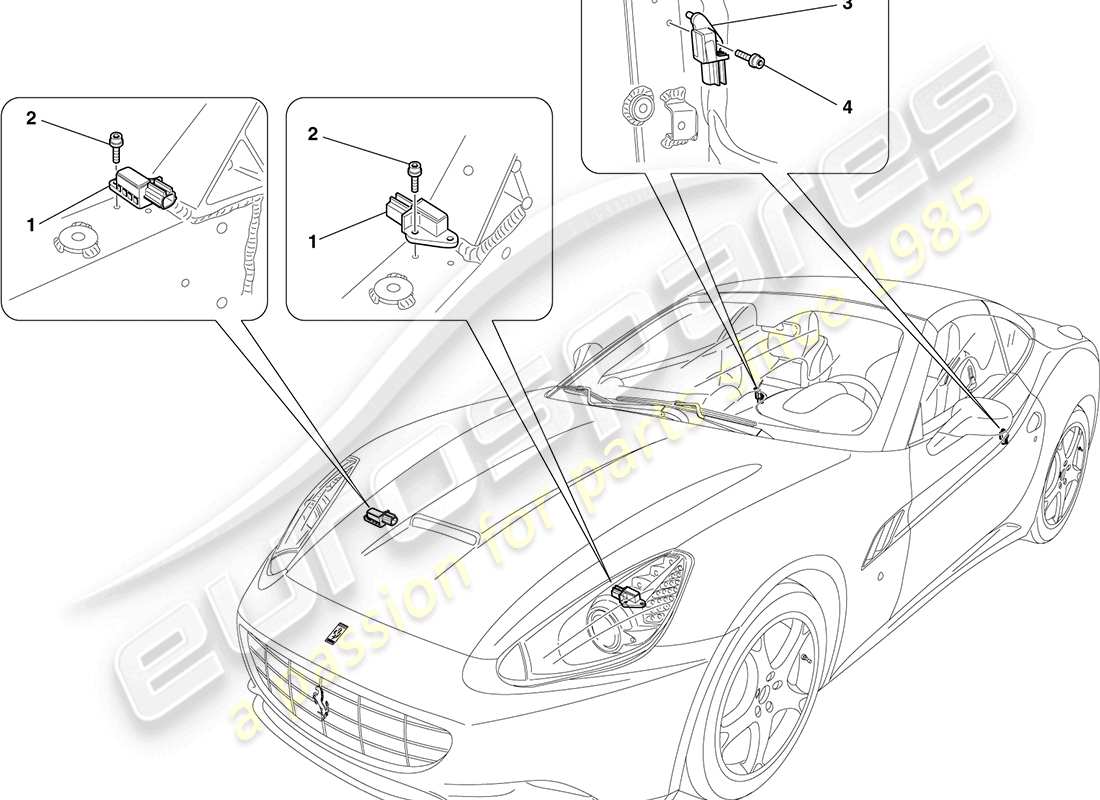 ferrari california (rhd) schema delle parti del sistema airbag