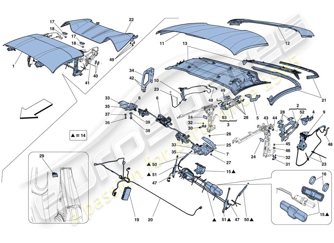 ferrari 458 speciale aperta (europe) tetto diagramma delle parti