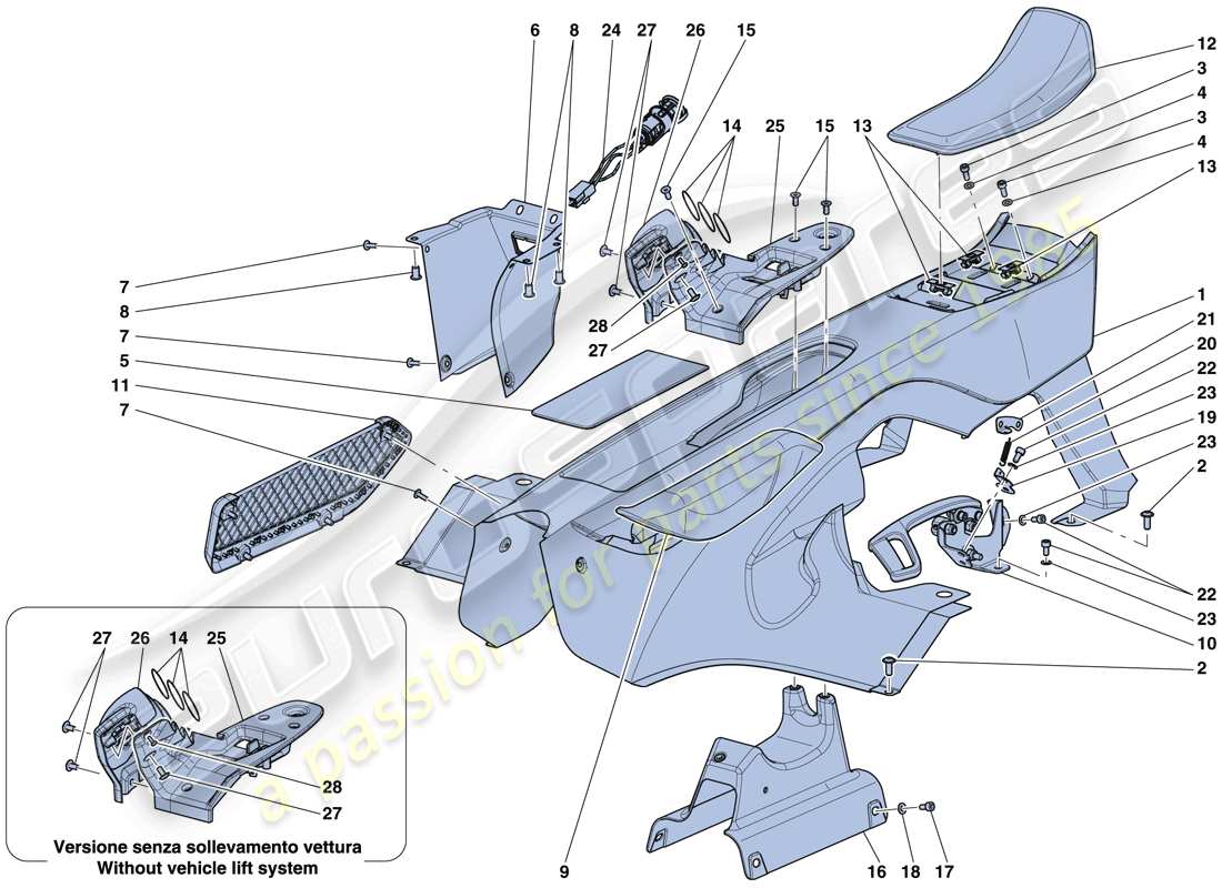 ferrari laferrari aperta (usa) rivestimenti e accessori abitacolo passeggero diagramma delle parti