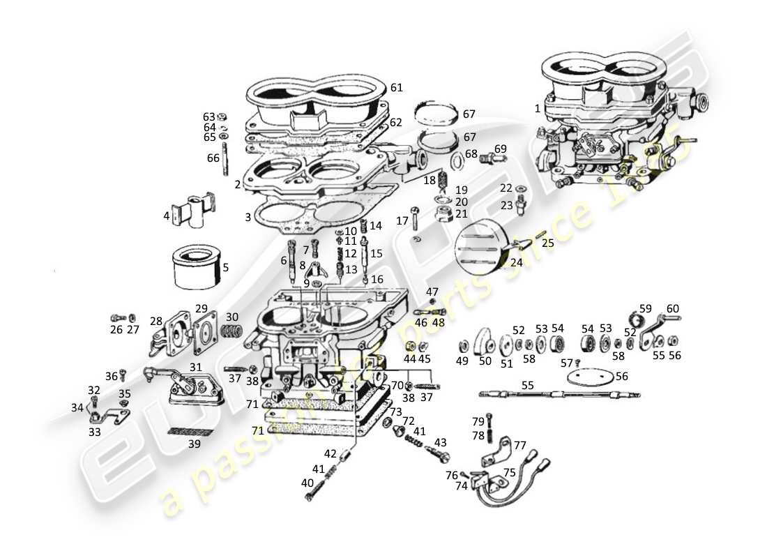 maserati kyalami schema delle parti del carburatore