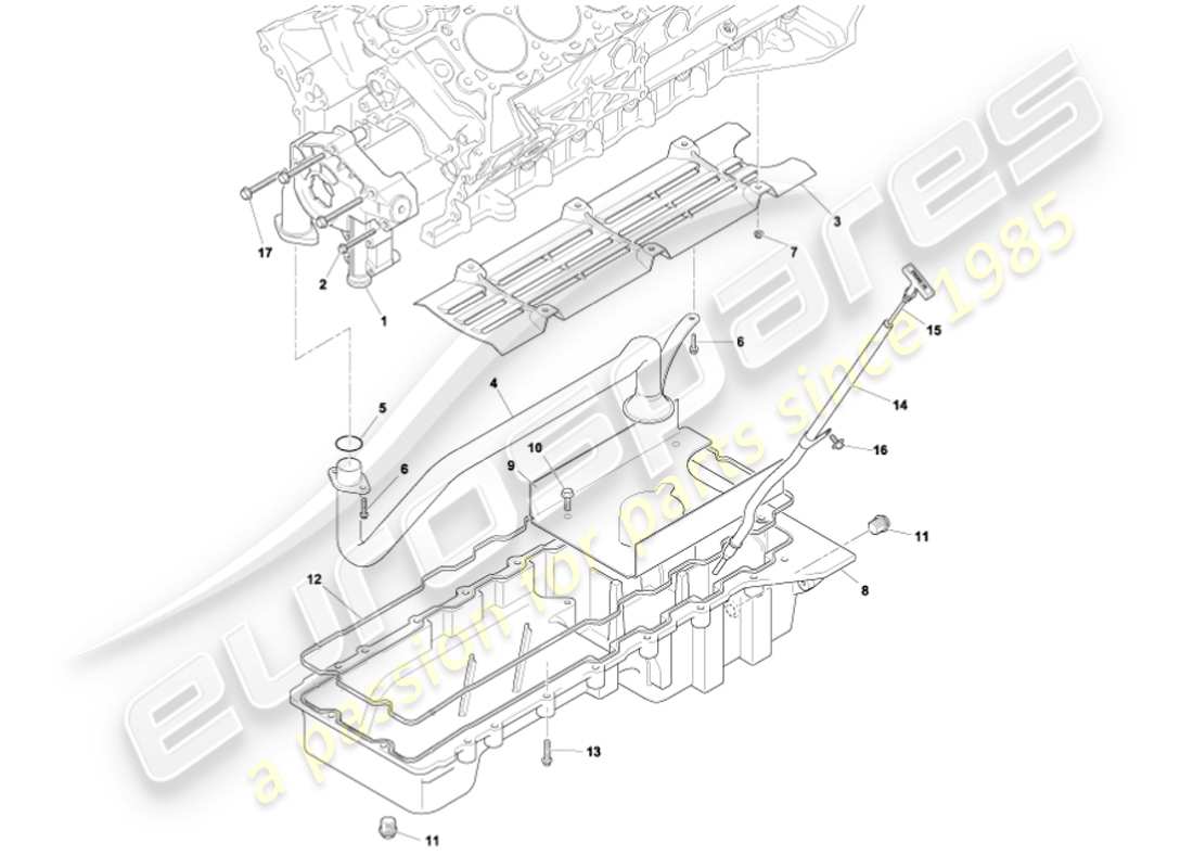 aston martin vanquish (2001) pompa e coppa dell'olio diagramma delle parti
