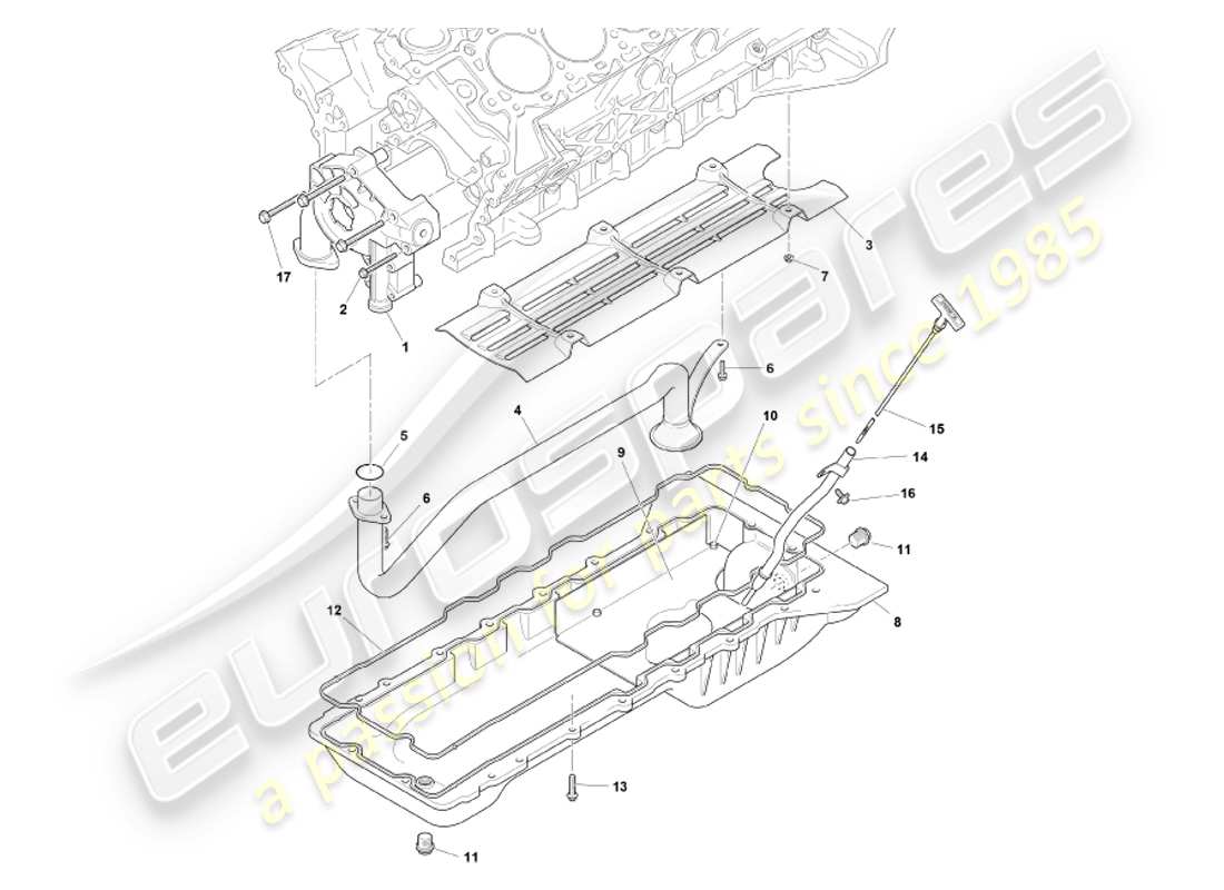 aston martin db7 vantage (2002) diagramma delle parti della pompa dell'olio e della coppa