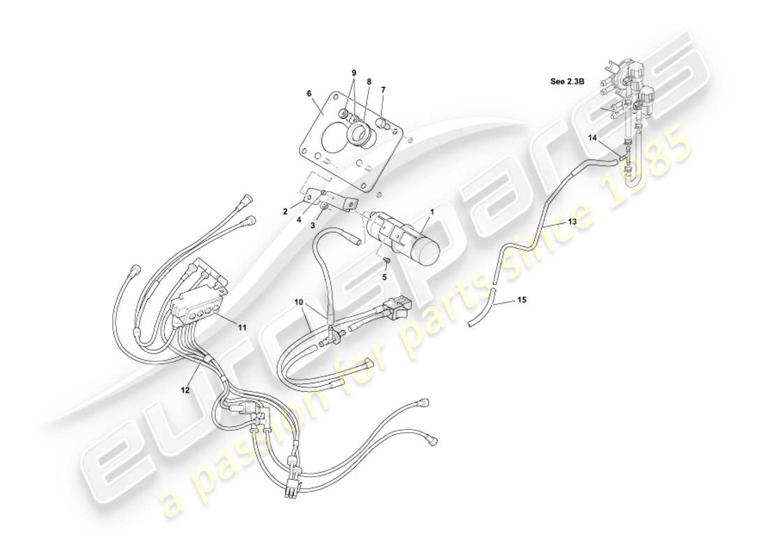 aston martin db7 vantage (2002) schema delle parti del sistema di vuoto