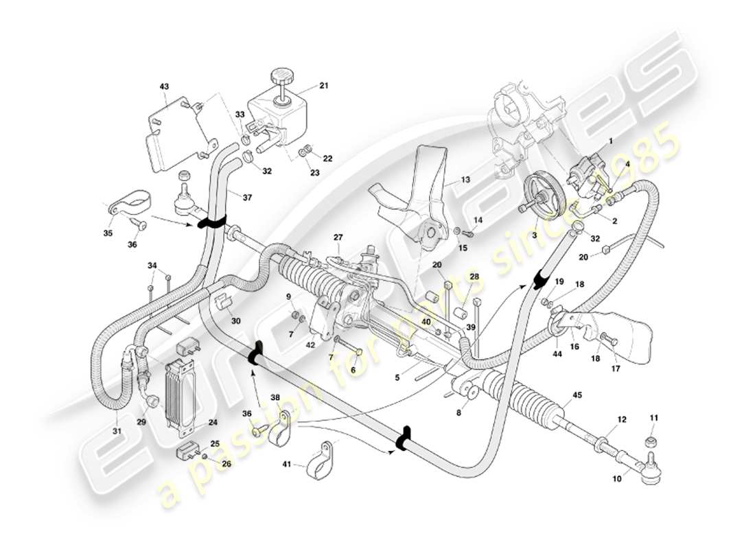 aston martin db7 vantage (2003) schema delle parti servosterzo