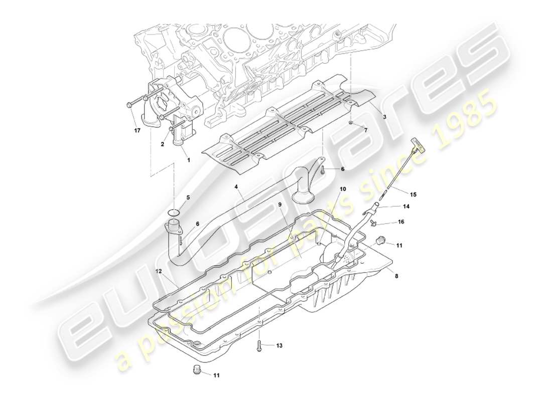 aston martin db7 vantage (2004) diagramma delle parti della pompa dell'olio e della coppa