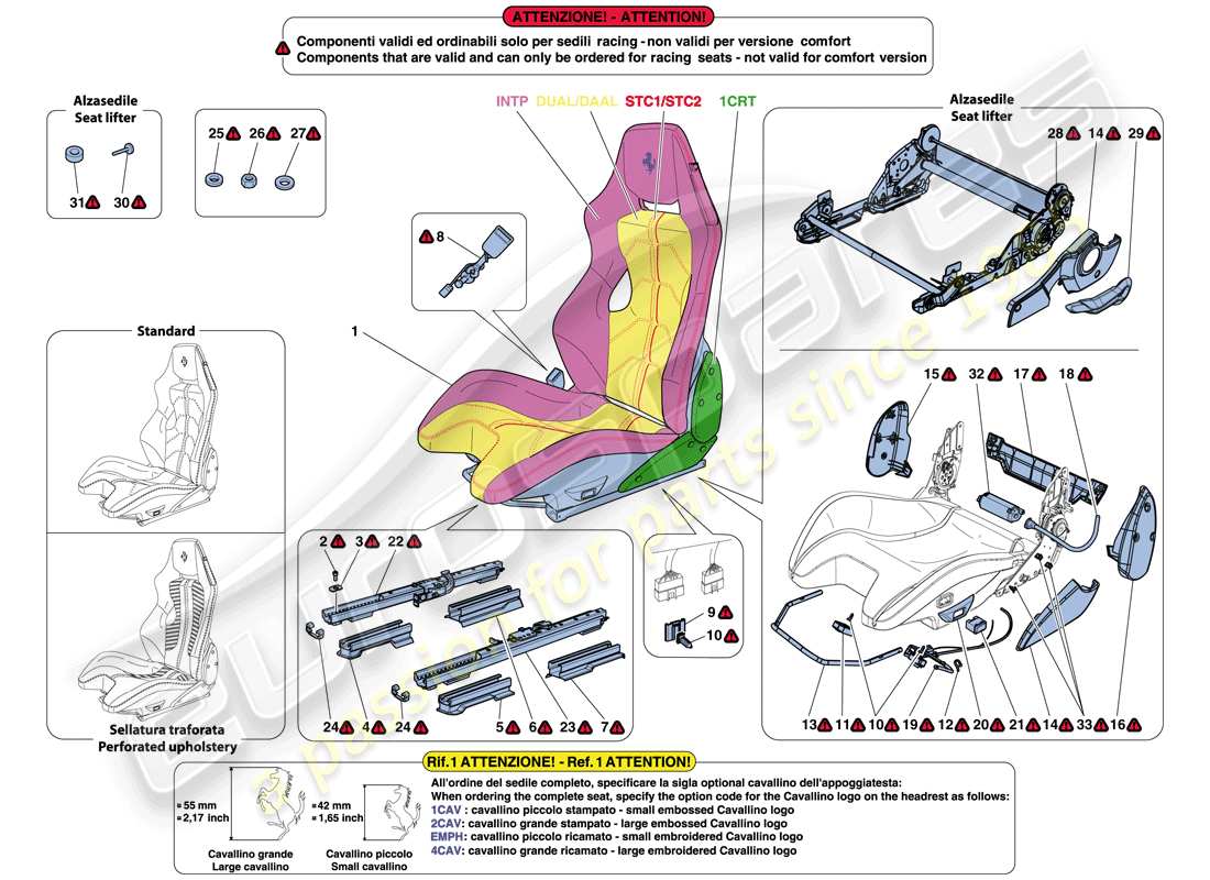 ferrari f12 berlinetta (usa) diagramma delle parti del sedile da corsa