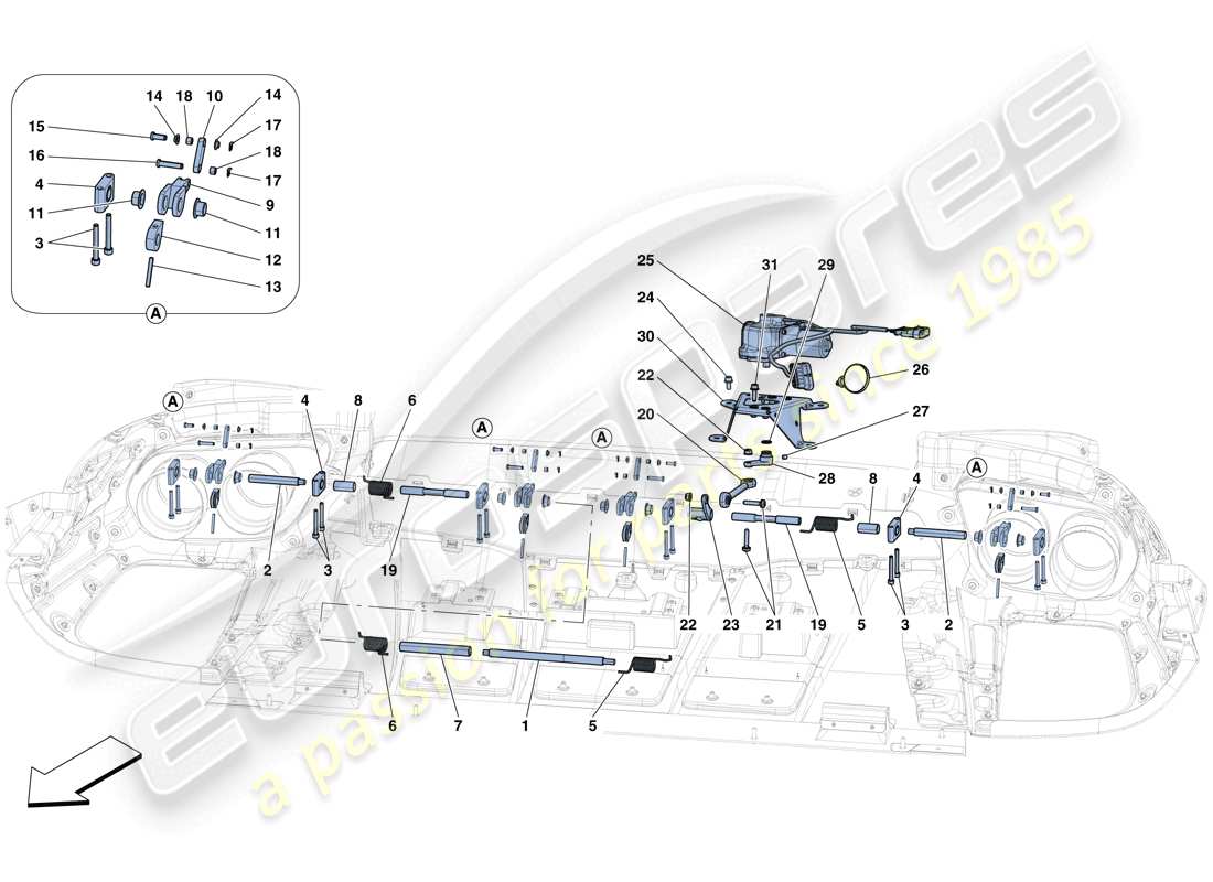 ferrari 812 superfast (usa) diagramma delle parti aero attivo posteriore