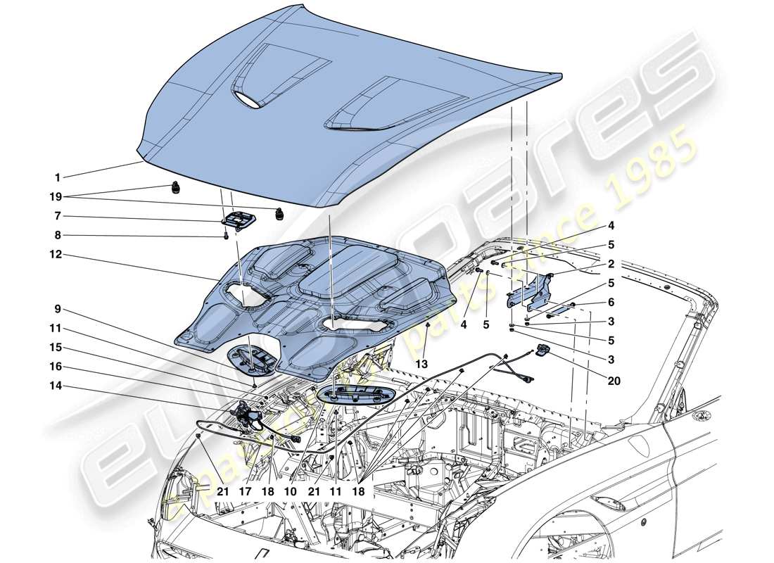 ferrari california t (europe) coperchio anteriore e meccanismo di apertura diagramma delle parti