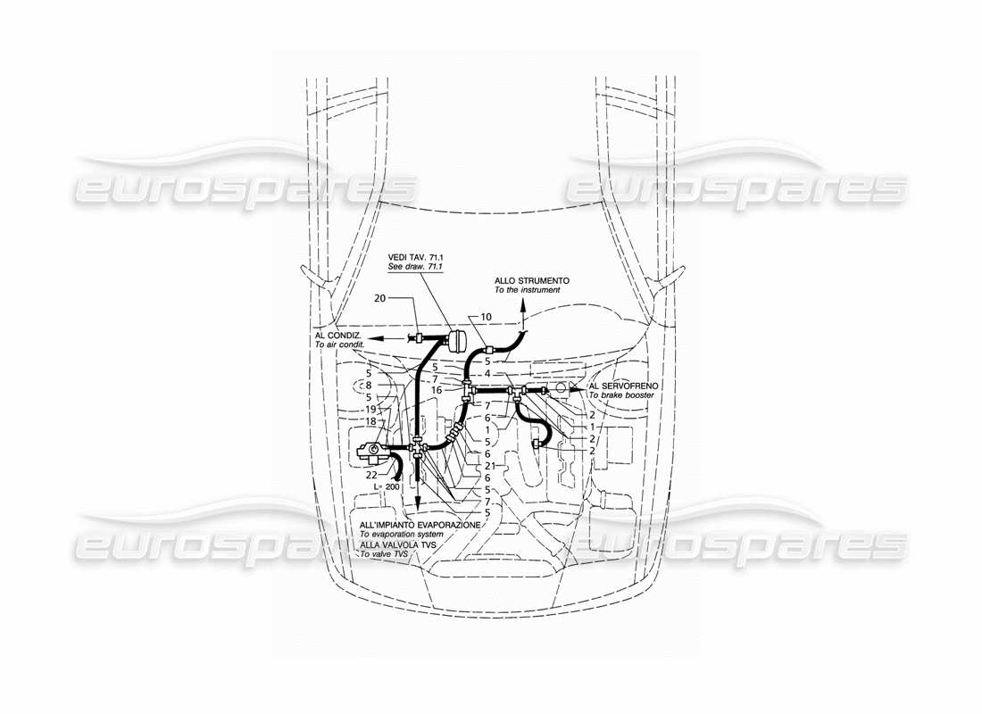 maserati qtp v6 (1996) sistema di vuoto (lhd) diagramma delle parti