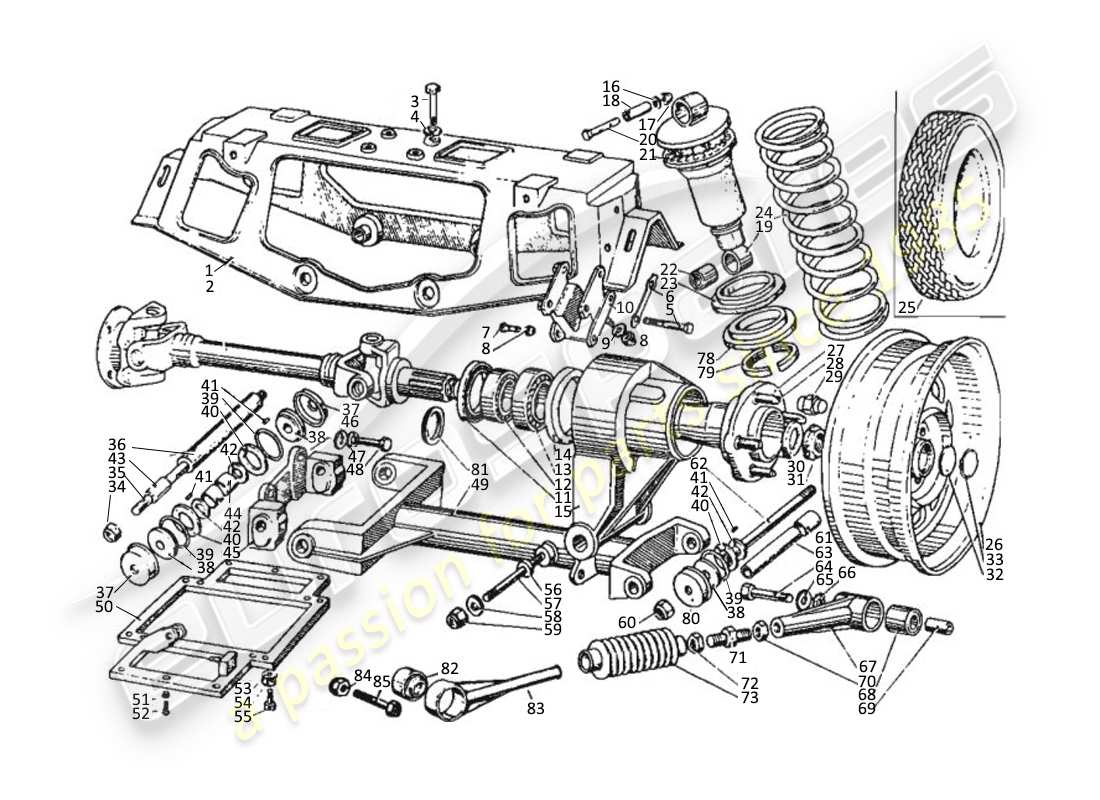 maserati kyalami sospensione posteriore diagramma delle parti