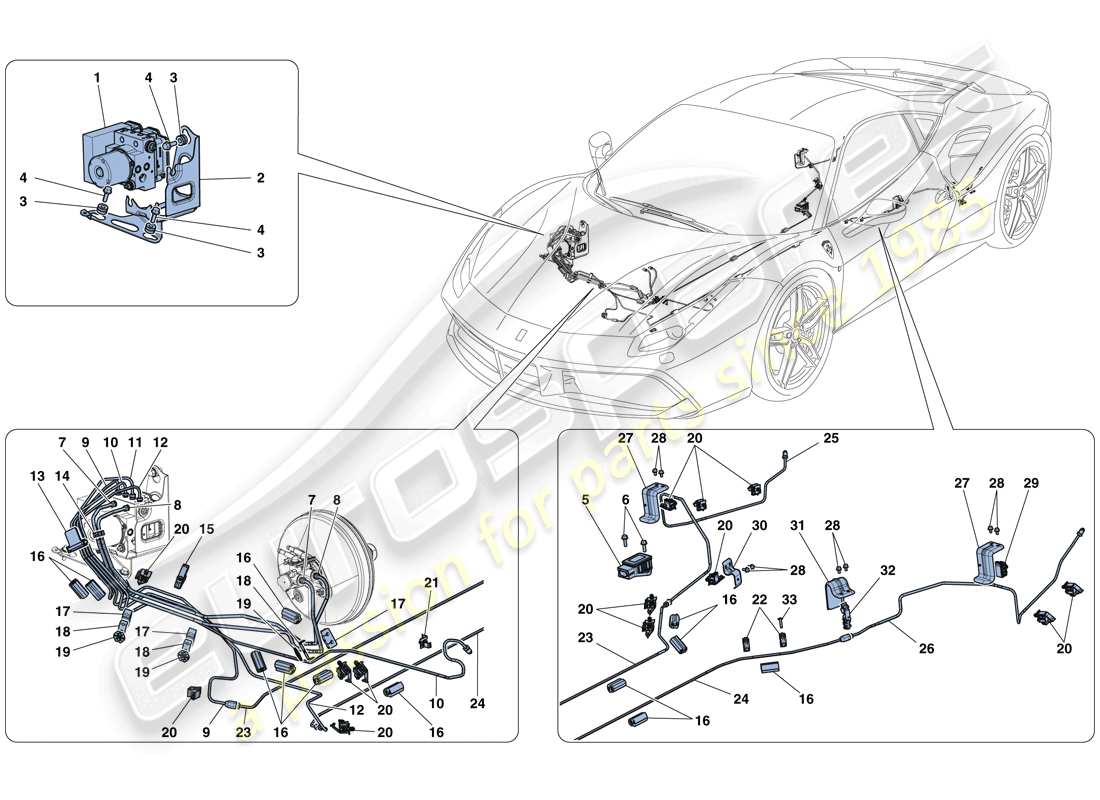 un diagramma delle parti dal catalogo delle parti Ferrari 488 GTB (USA).