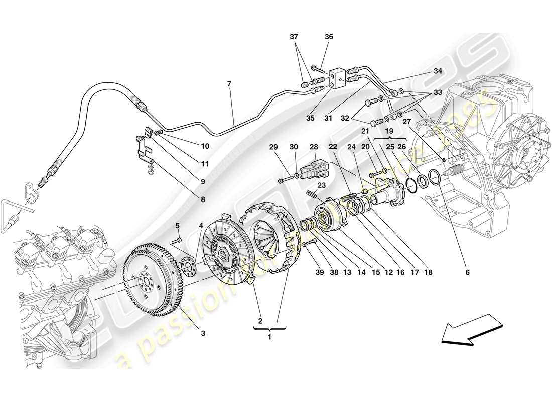 uno schema delle parti dal catalogo delle parti di Ferrari F430 Coupé (RHD).