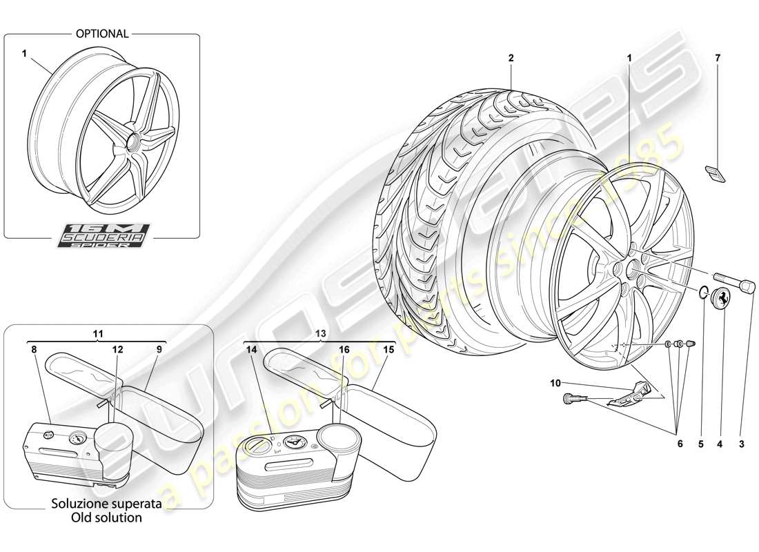 un diagramma delle parti dal catalogo delle parti ferrari f430 scuderia spider 16m (europe)