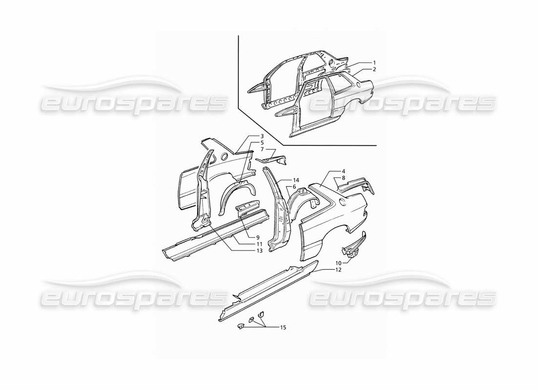 un diagramma delle parti dal catalogo delle parti maserati ghibli 2.8 (abs)