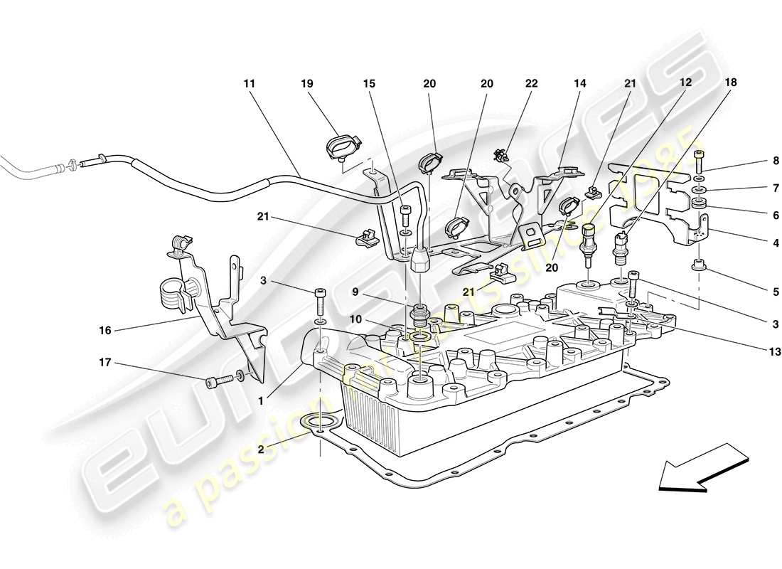 un diagramma delle parti dal catalogo delle parti Ferrari California (RHD).
