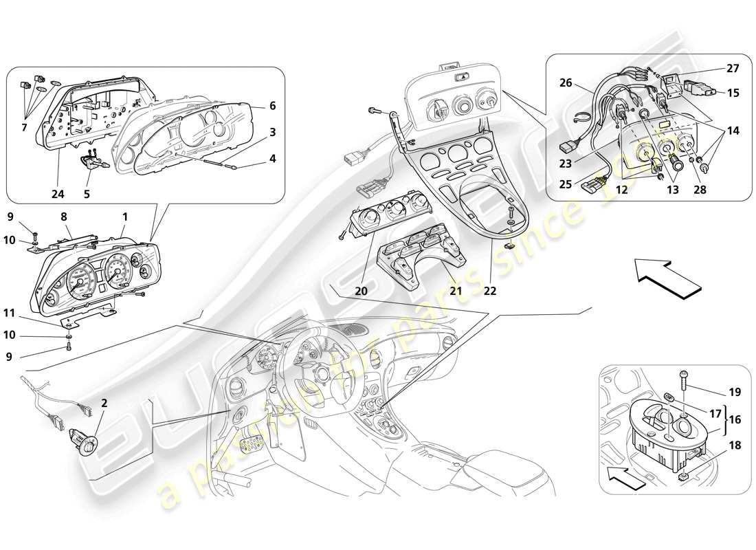 un diagramma delle parti dal catalogo delle parti maserati trofeo