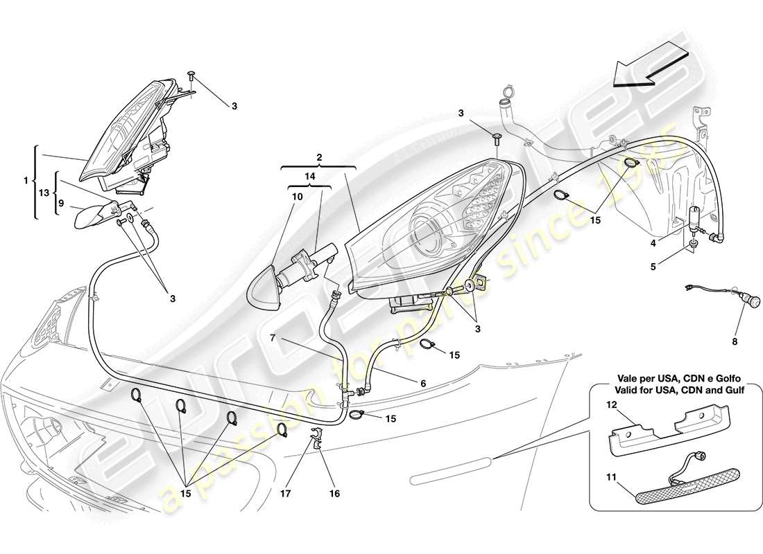 un diagramma delle parti dal catalogo delle parti Ferrari California (Europa).