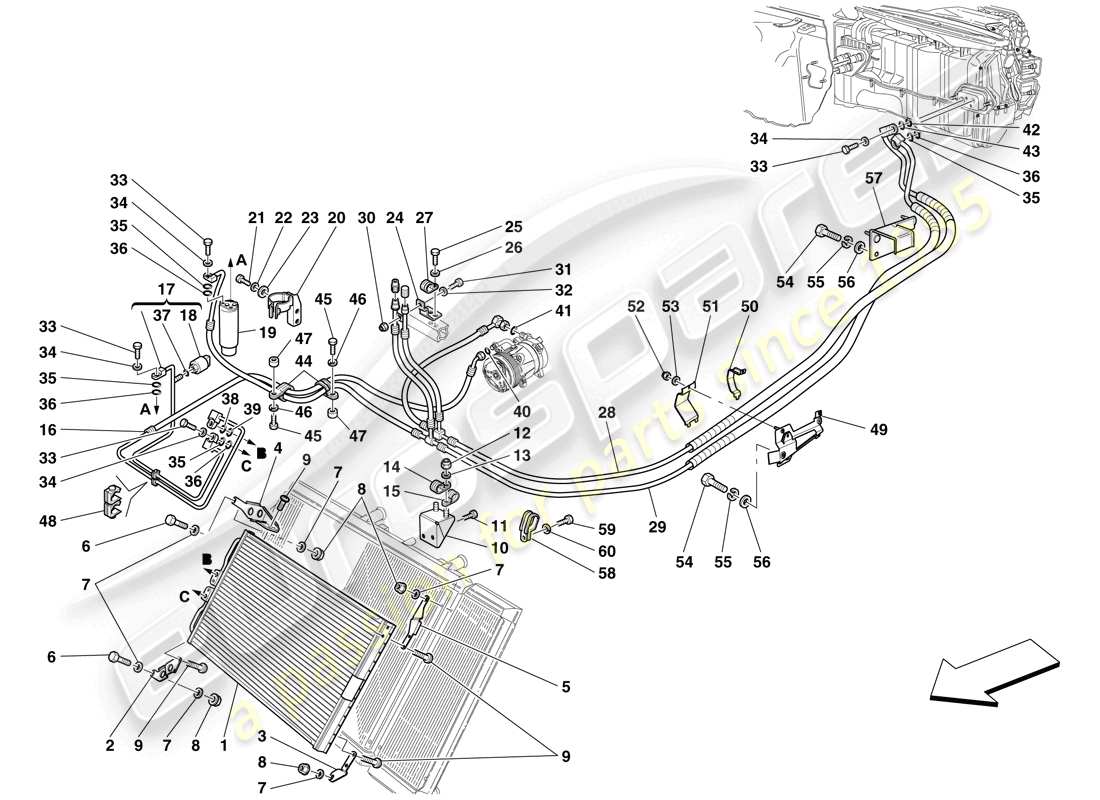 un diagramma delle parti dal catalogo delle parti ferrari 612 scaglietti (usa)