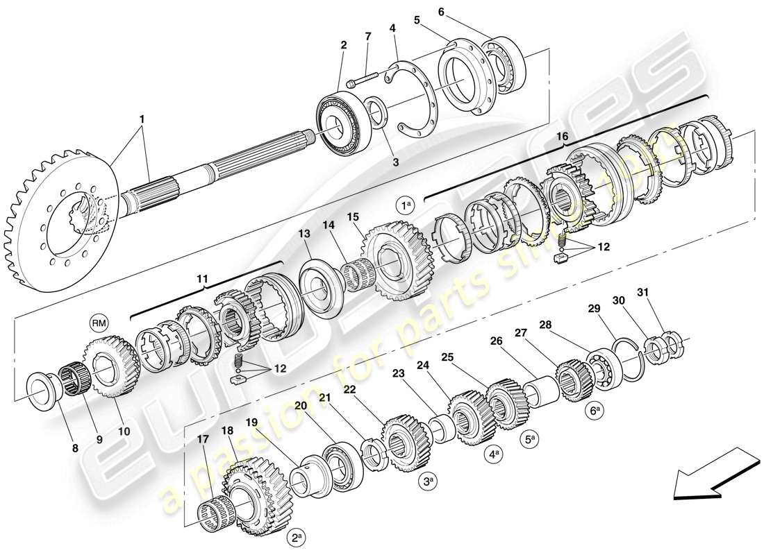 un diagramma delle parti dal catalogo delle parti maserati mc12