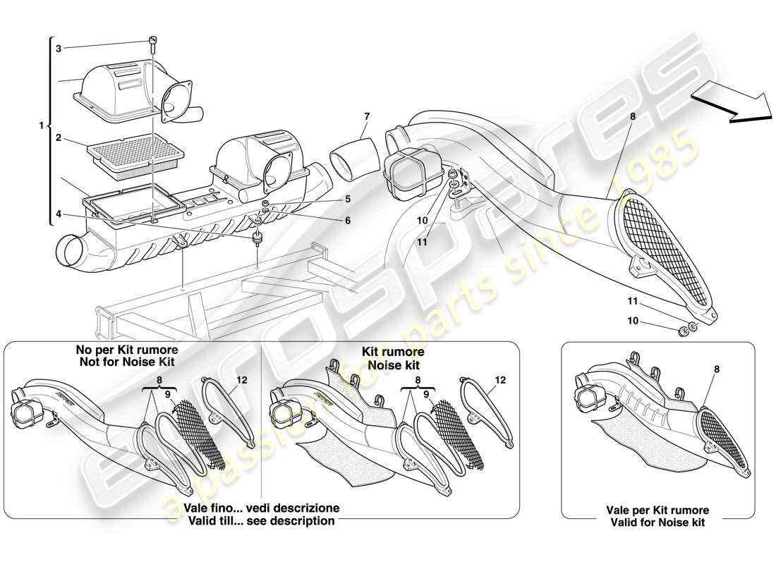 un diagramma delle parti dal catalogo delle parti Ferrari F430 Spider (Europa).