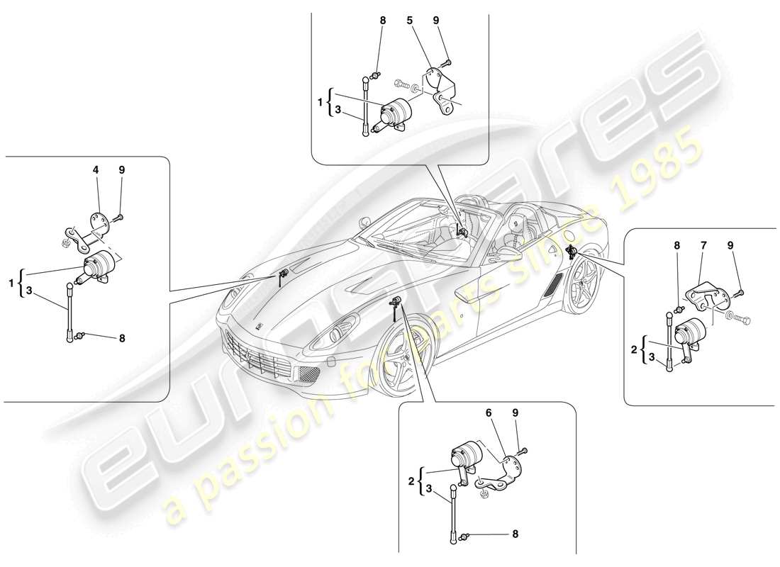 un diagramma delle parti dal catalogo delle parti ferrari 599 sa aperta (rhd)