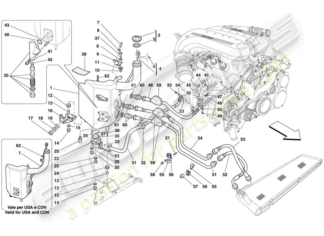 ferrari 599 gto (usa) sistema di lubrificazione - serbatoio diagramma delle parti