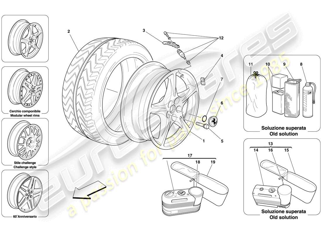 ferrari 612 sessanta (europe) ruote diagramma delle parti