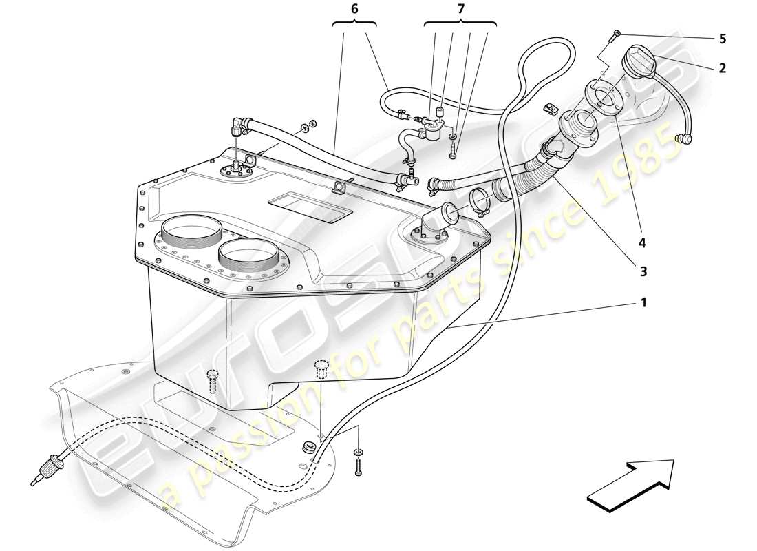 maserati trofeo serbatoi di carburante e unione diagramma delle parti