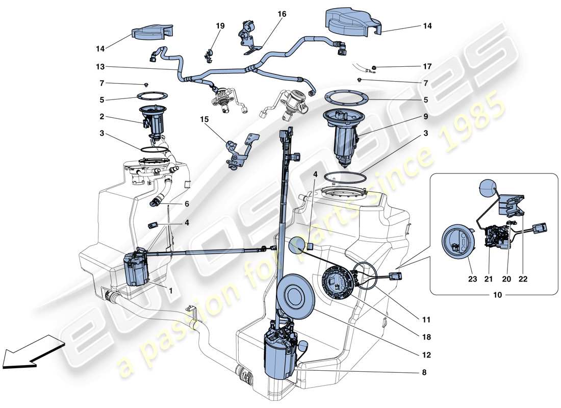 ferrari 458 speciale (europe) pompe e tubi del sistema di alimentazione schema delle parti