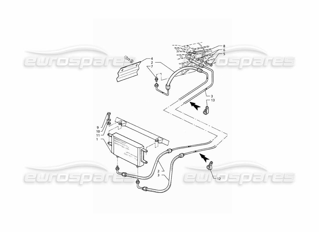 maserati qtp. 3.2 v8 (1999) diagramma delle parti del radiatore dell'olio della trasmissione automatica (4hp).