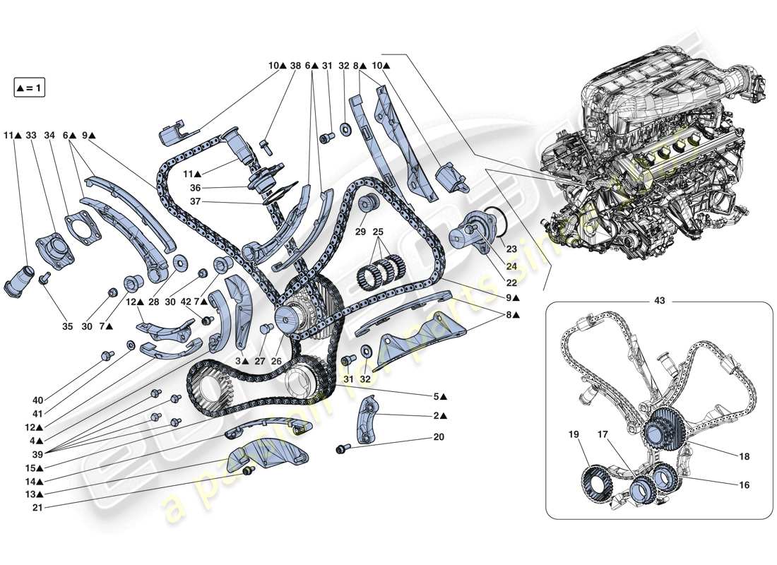 ferrari laferrari aperta (europe) sistema di distribuzione - schema delle parti della trasmissione