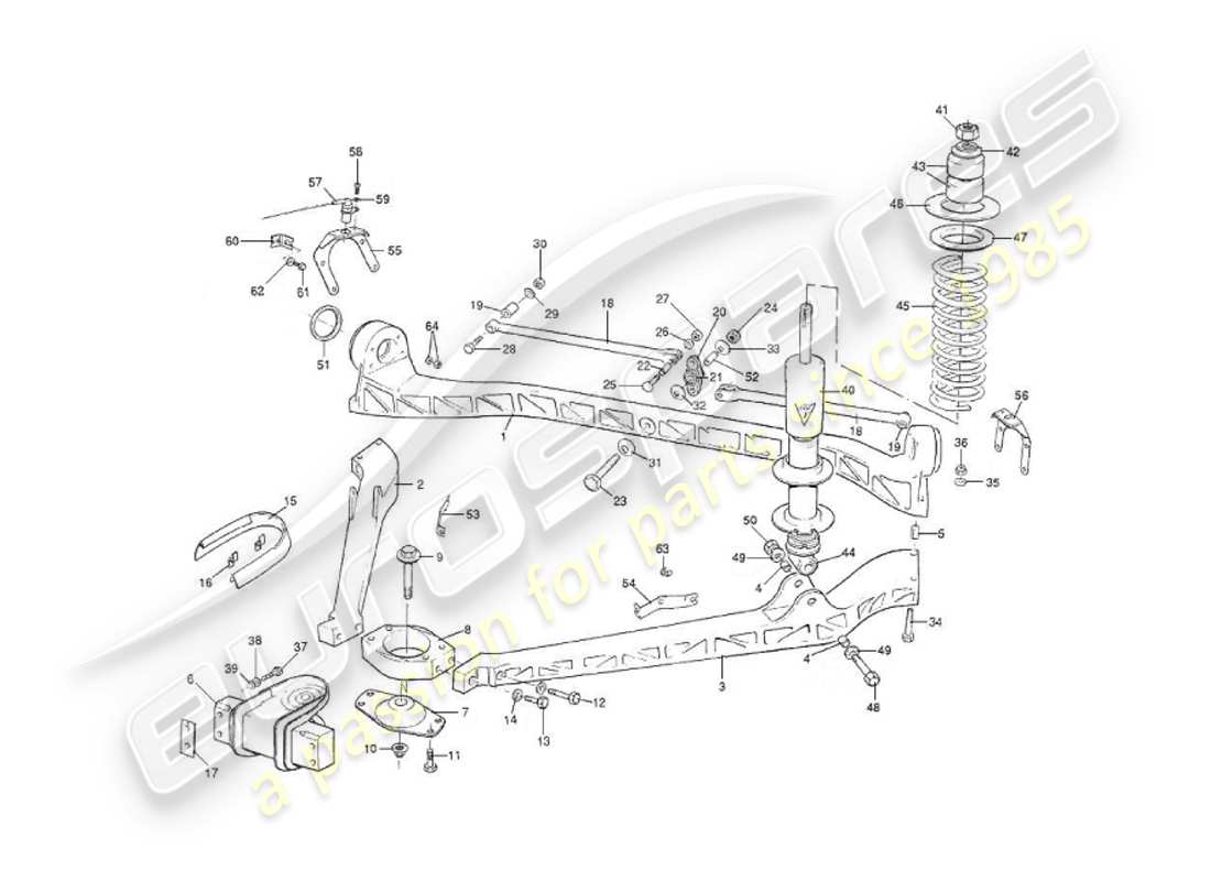 aston martin v8 virage (1999) diagramma delle parti della sospensione posteriore