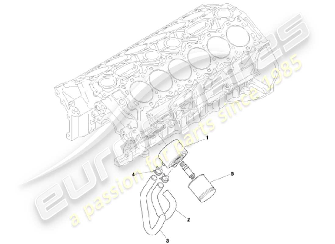 aston martin vanquish (2001) sistema di raffreddamento dell'olio diagramma delle parti