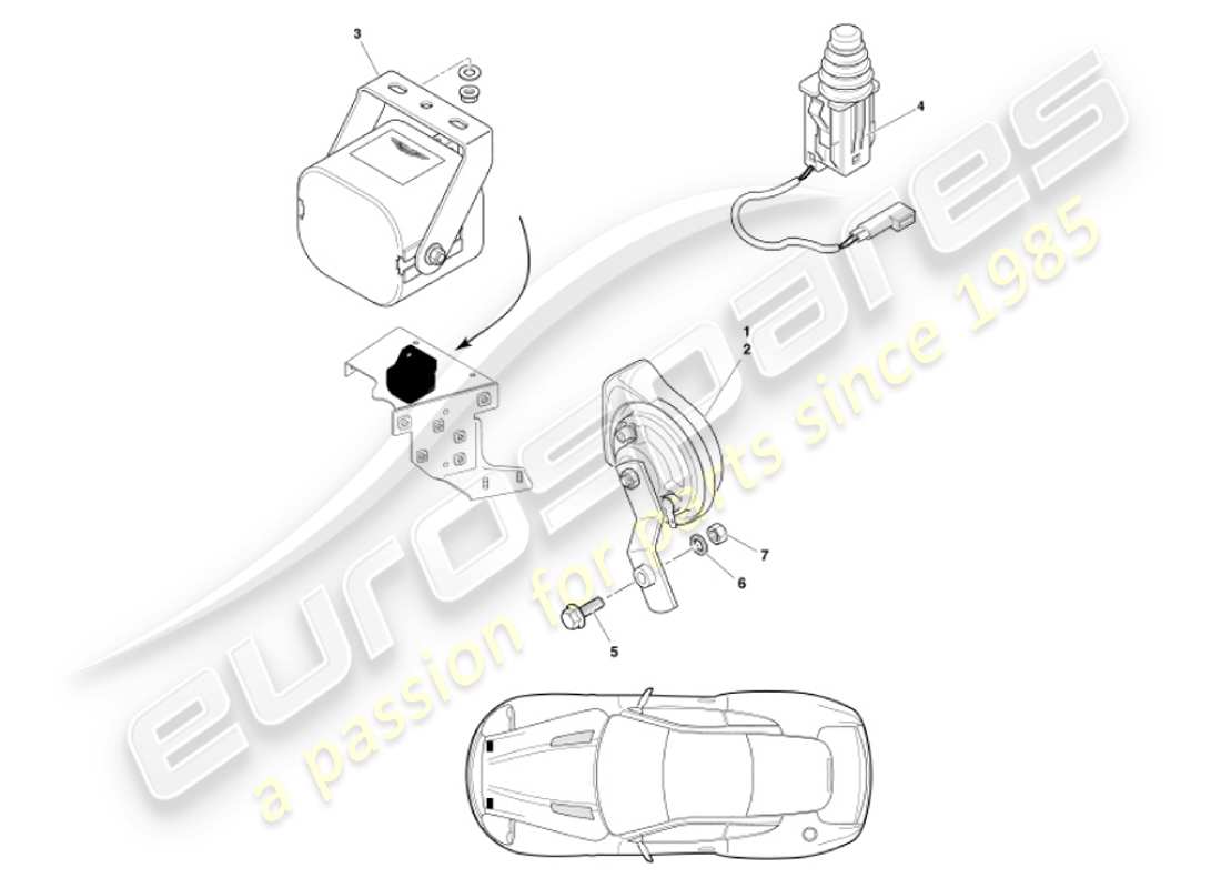 aston martin vanquish (2001) componenti del sottocofano diagramma delle parti
