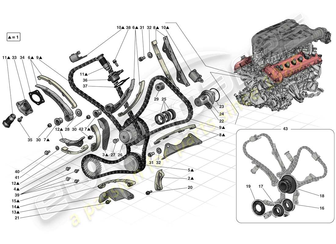 ferrari laferrari (usa) sistema di distribuzione - schema delle parti della trasmissione