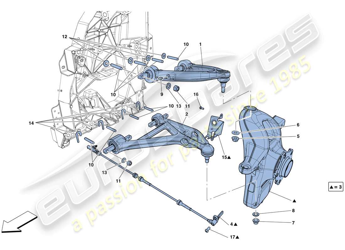 ferrari f12 berlinetta (rhd) sospensione anteriore - bracci schema particolare