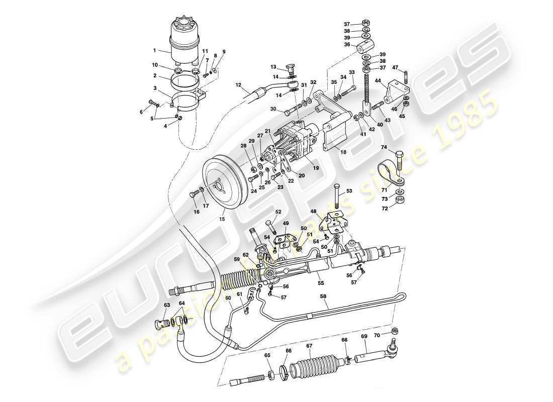 aston martin v8 coupe (2000) schema delle parti servosterzo