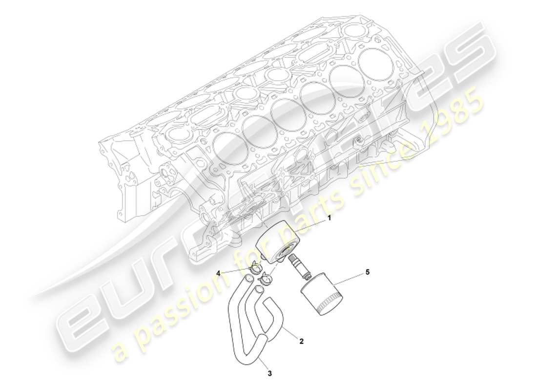 aston martin db7 vantage (2002) diagramma delle parti del sistema di raffreddamento dell'olio