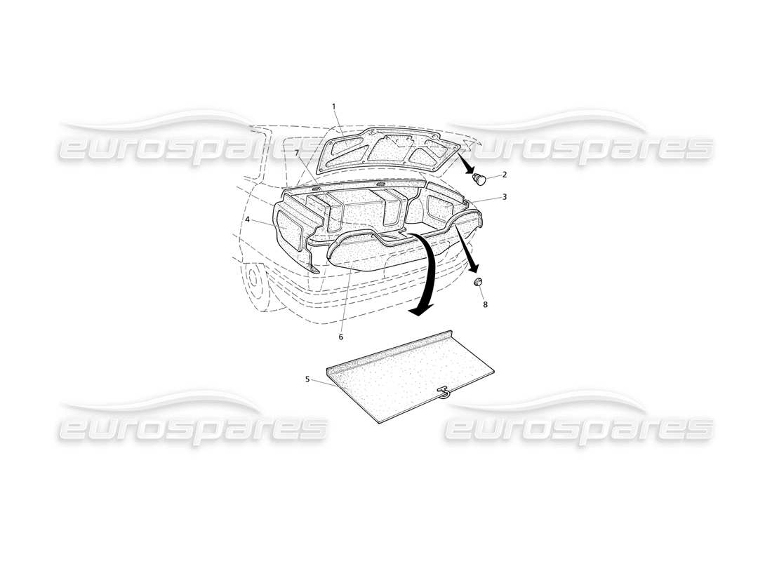 maserati qtp v8 evoluzione bagagliaio: tappeti diagramma delle parti