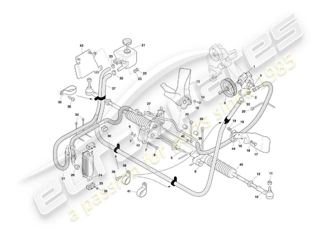 aston martin db7 vantage (2001) schema delle parti servosterzo
