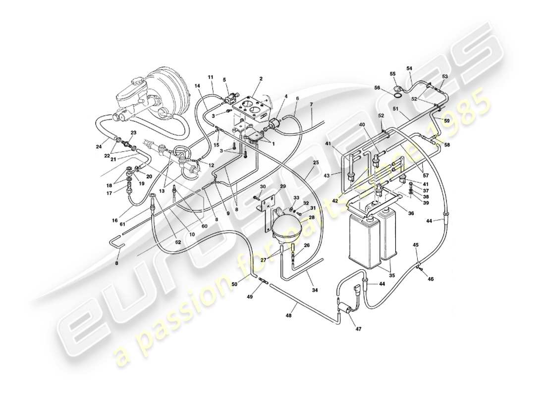 aston martin v8 coupe (2000) schema delle parti del sistema di vuoto